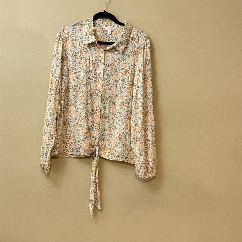Cottagecore Romantic Prairie Chic Autumn LC Lauren Conrad Floral Foil Top XL